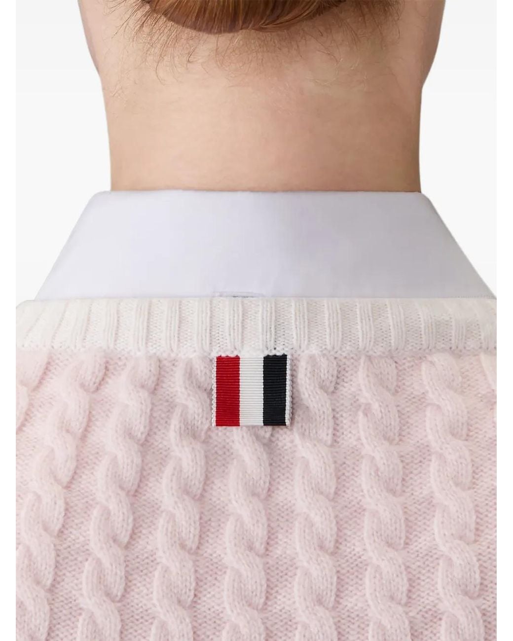 Thom Browne White Cashmere Baby Cable Stitch Shell Top