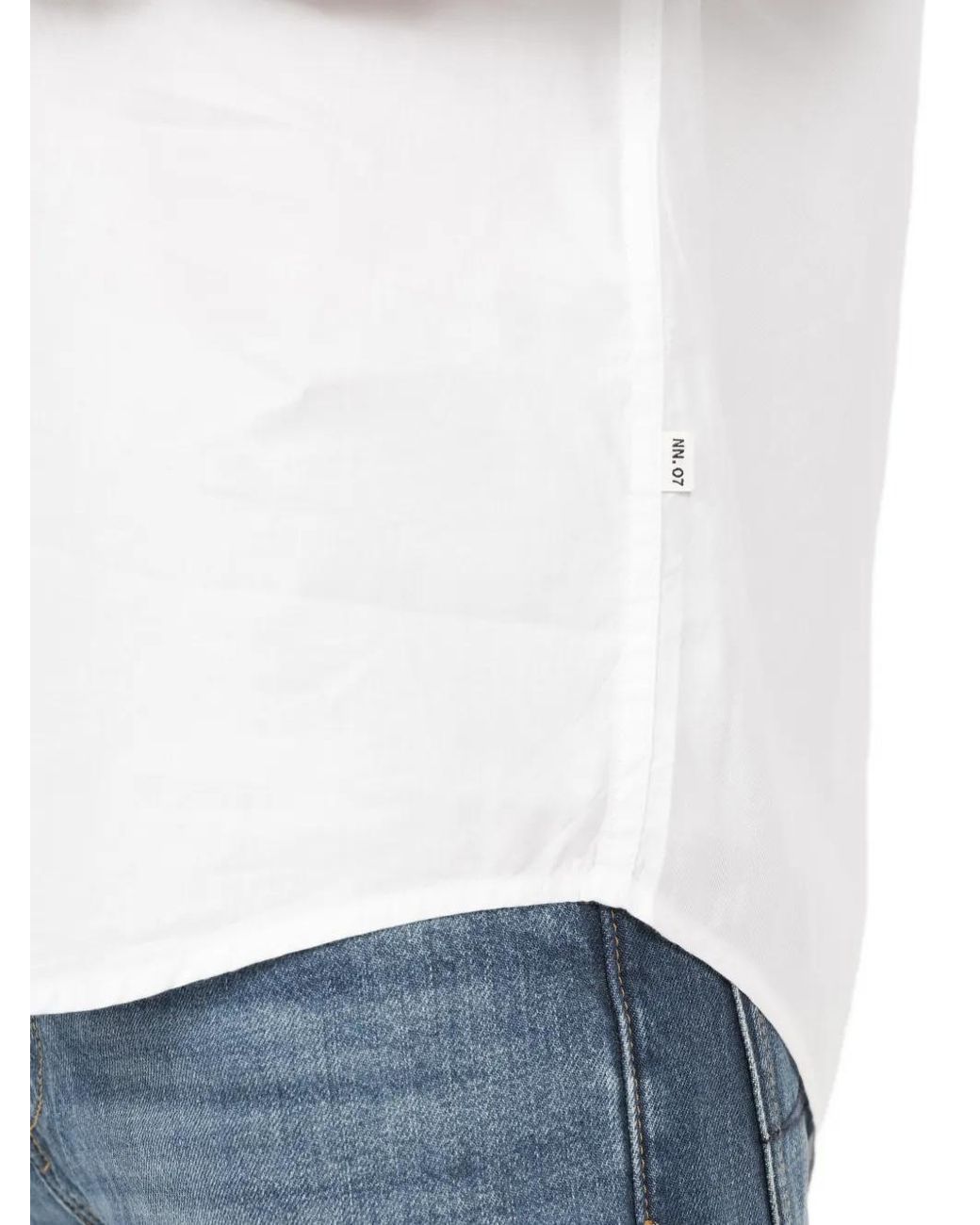 NN07 White Arnebd Pocket Cotton Shirt for men