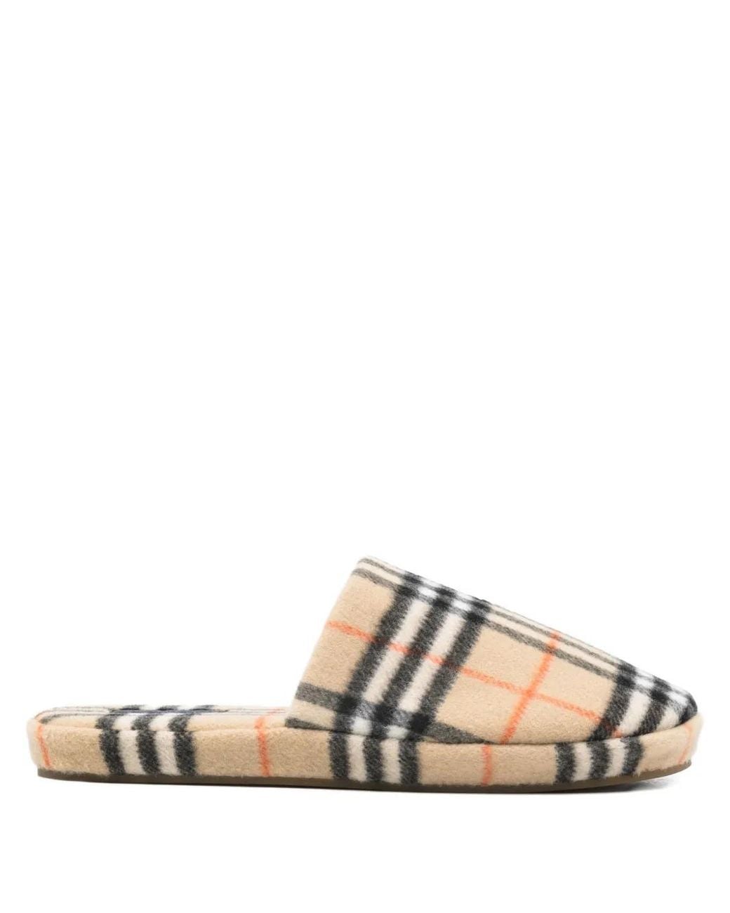 Burberry Natural Check Wool Blend Slippers for men