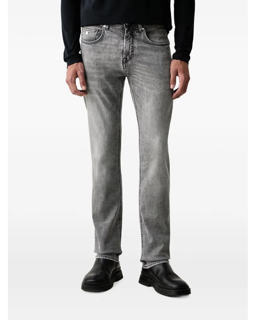 Karl Lagerfeld Gray Logo-Patch Jeans for men