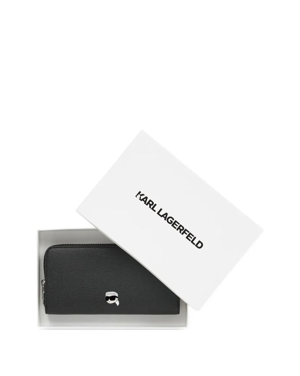 Karl Lagerfeld Black Ikon Pebble Continental Wallet