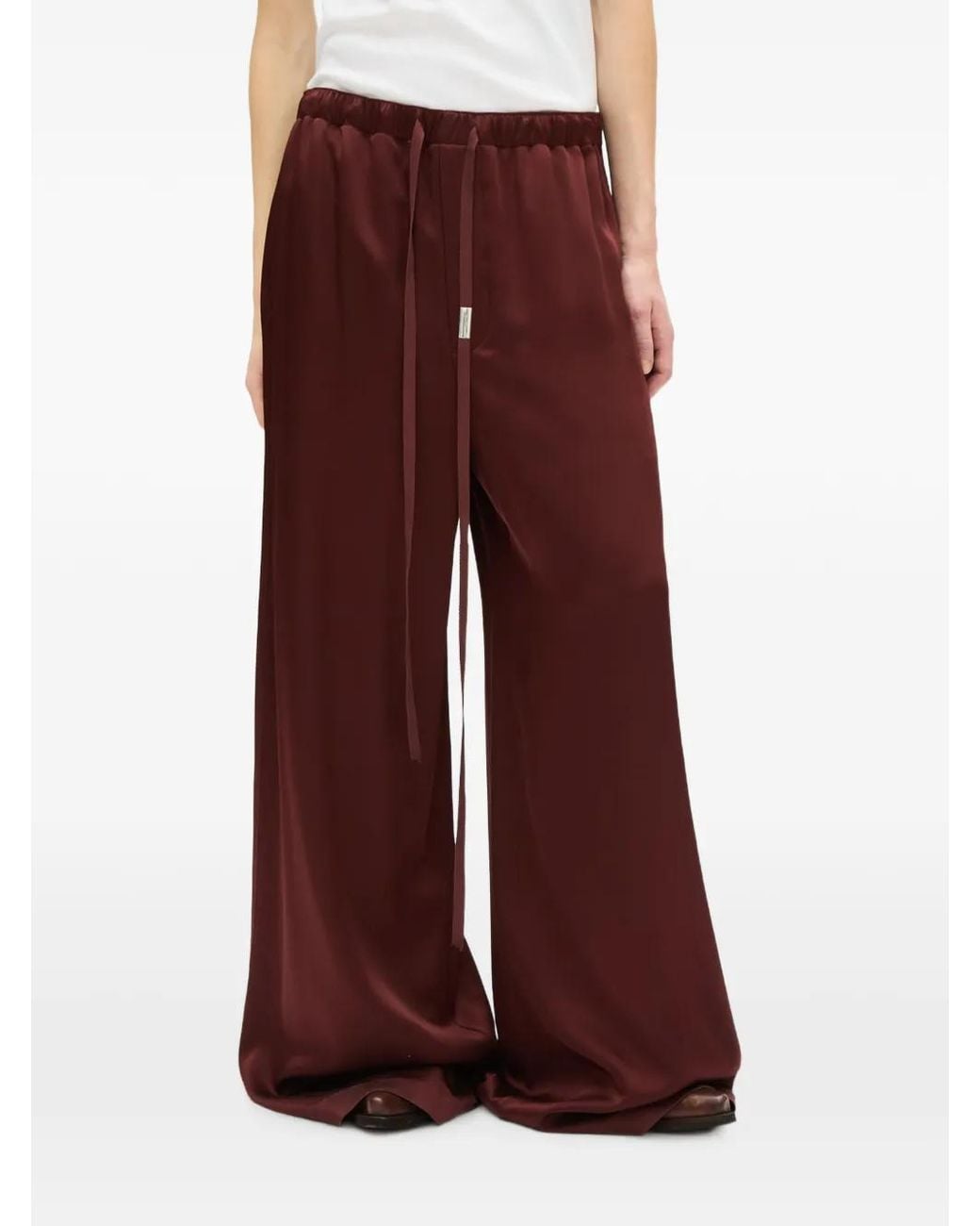 Ann Demeulemeester Red Nevi Satin Drawstring Trousers