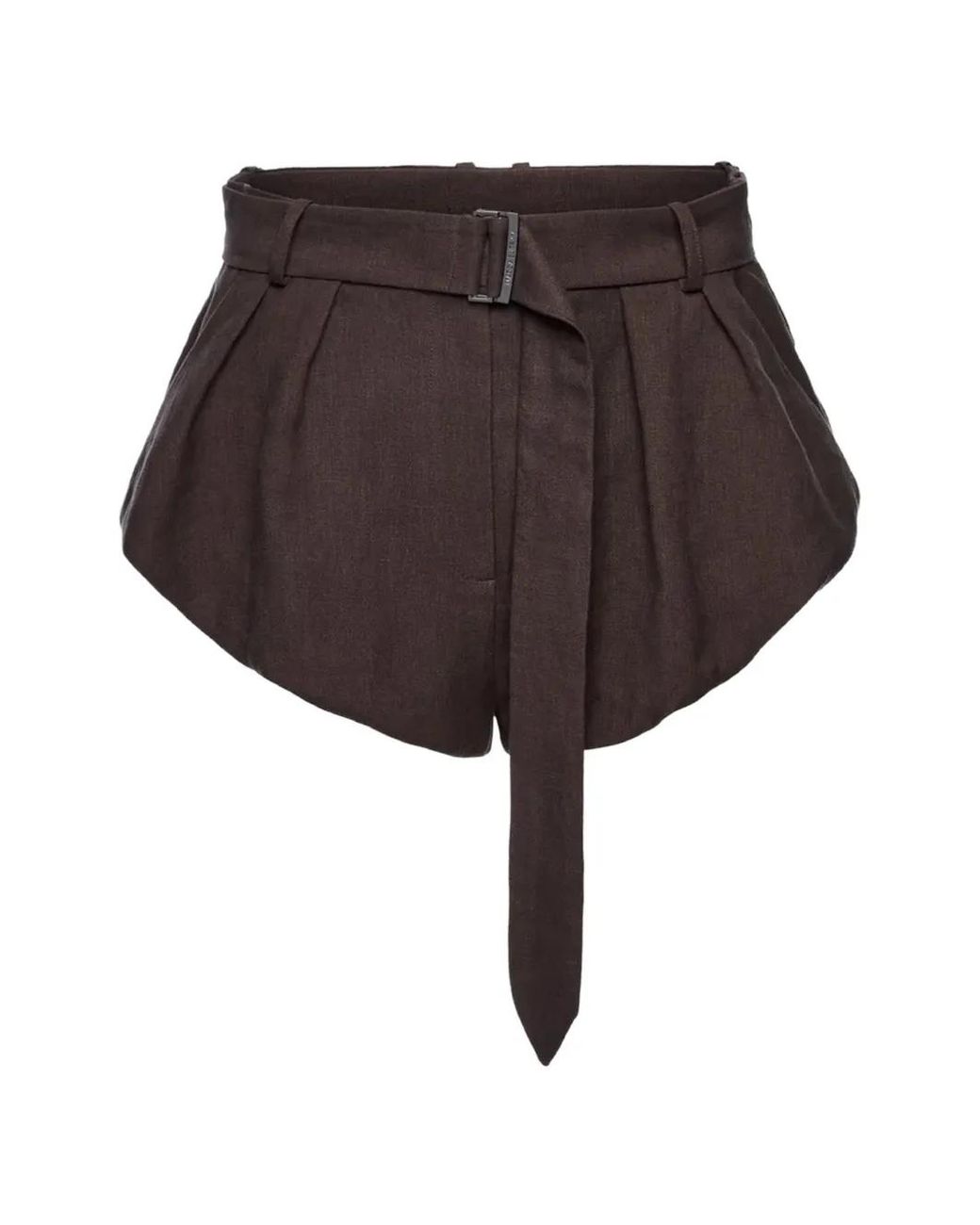 Magda Butrym Brown Belted Pleated Mini Shorts