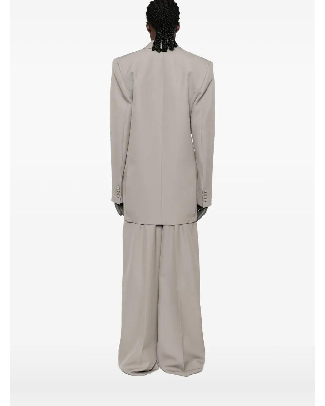 Mugler Gray Double-Breasted Peak-Lapels Blazer