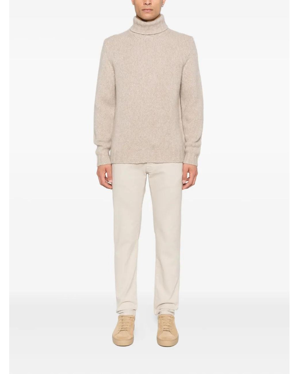 Fedeli Natural Turtleneck Sweater for men