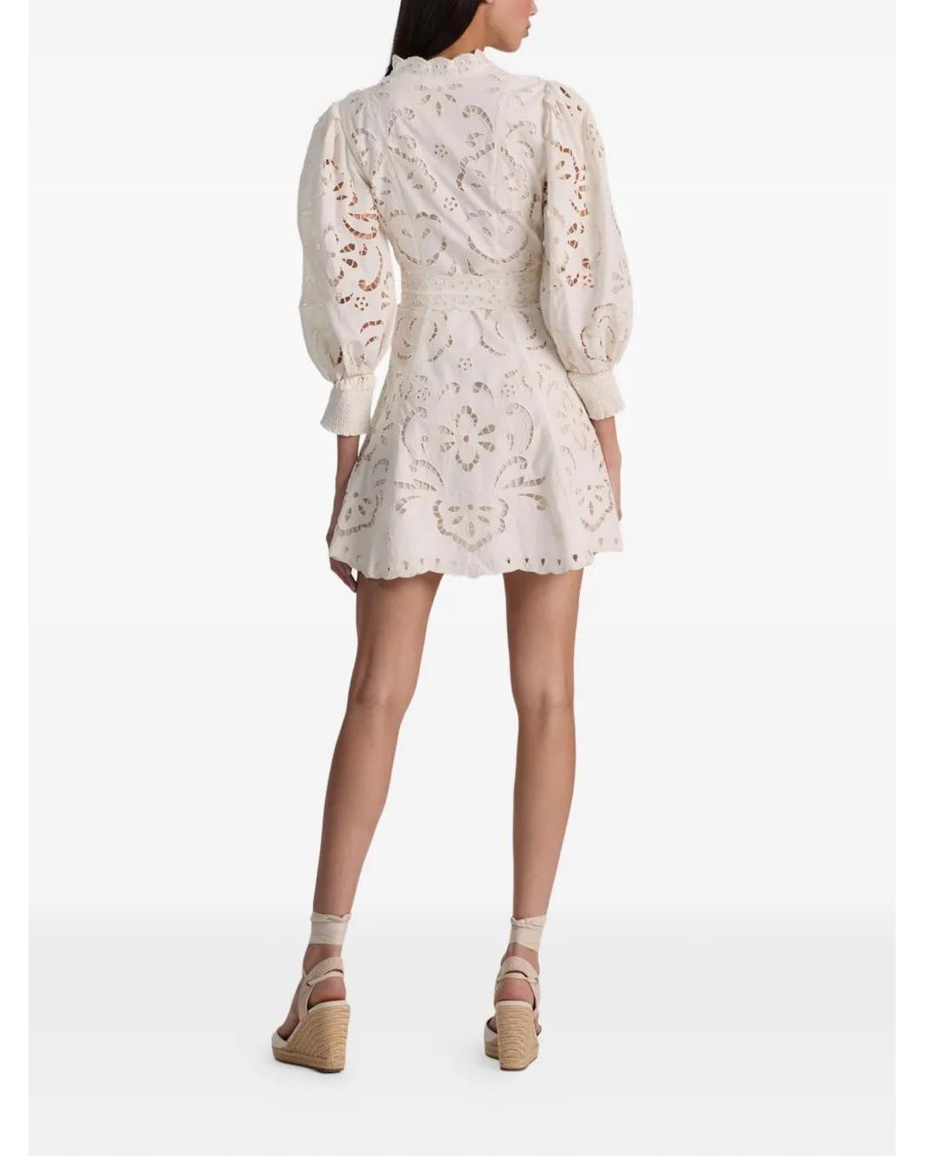 Alice + Olivia White Lucy Broderie-Anglaise Mini Dress