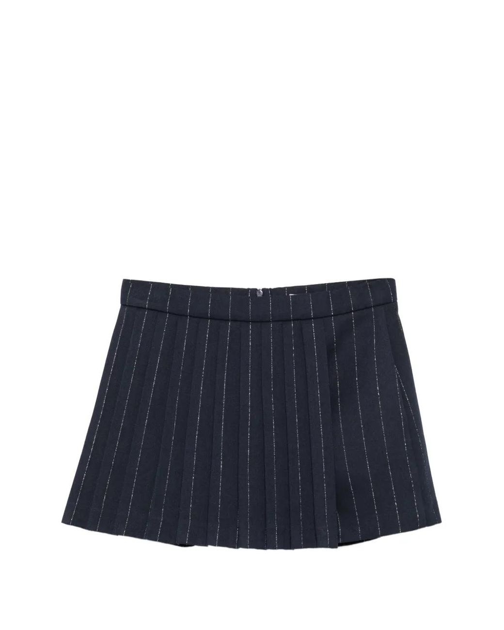 Maje Blue Short Plissé À Fines Rayures