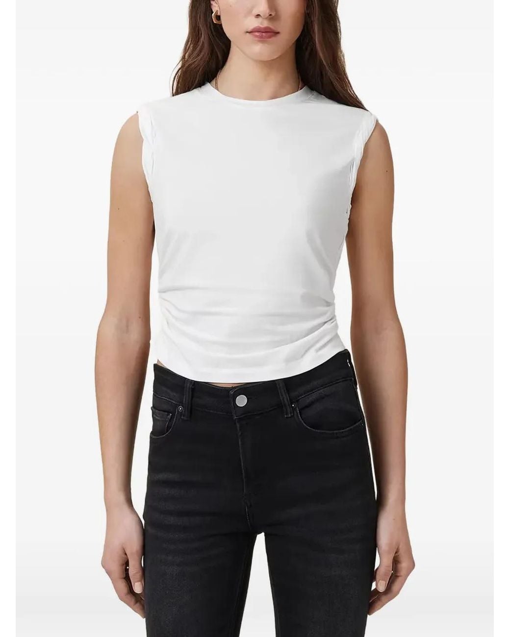 AllSaints White West Gathered Tank Top