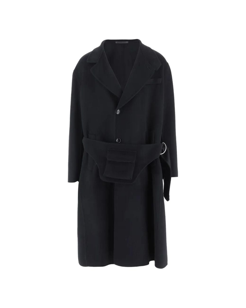 Giorgio Armani Black Belted Button-Up Coat for men