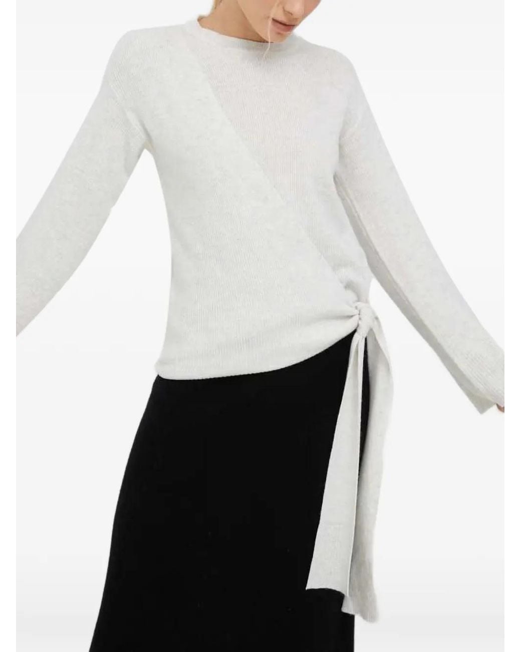 DKNY White Tie-Detail Sweater
