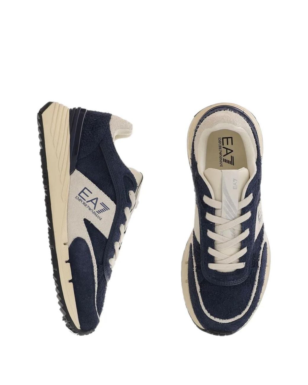 EA7 Blue Suede Sneakers Leather