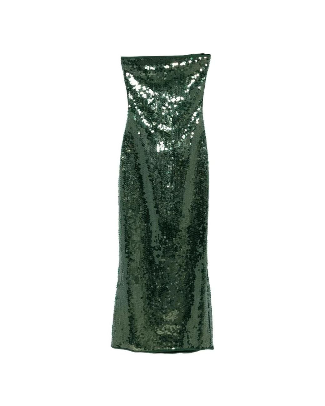 Oseree Green Sequins Midi Dress