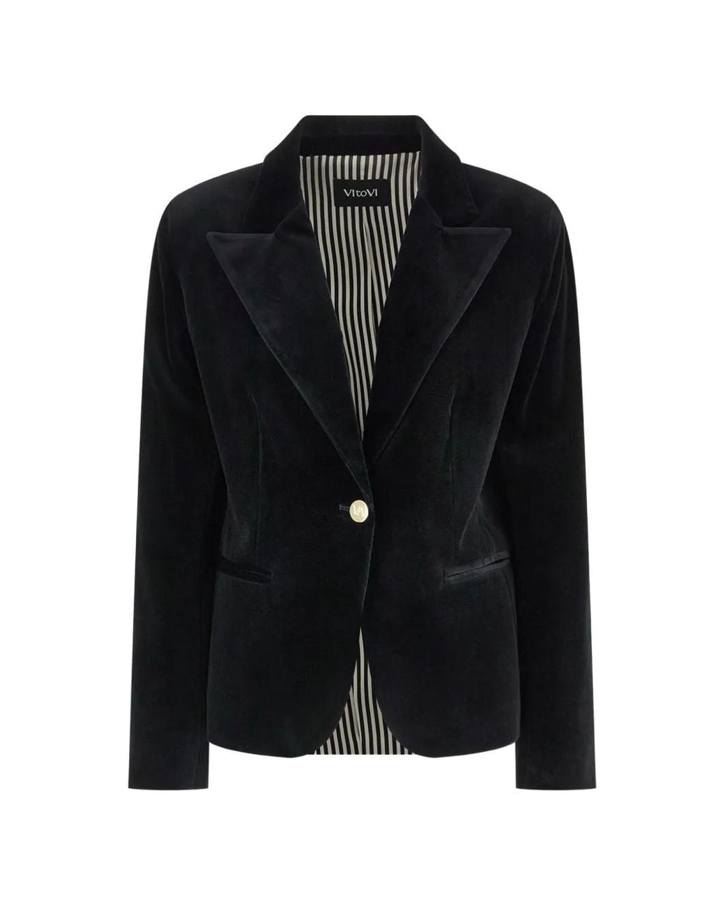 VI TO VI Black Timeless Velvet Single-Breasted Jacket