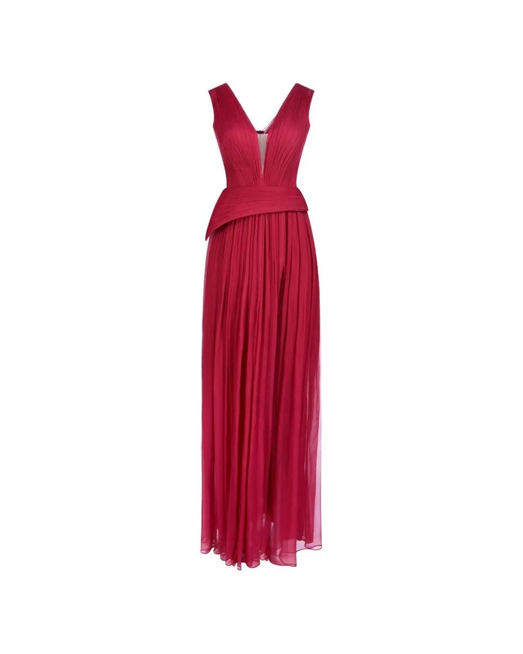 IMROSKA Red 32 Iris V-Neck Maxi Dress