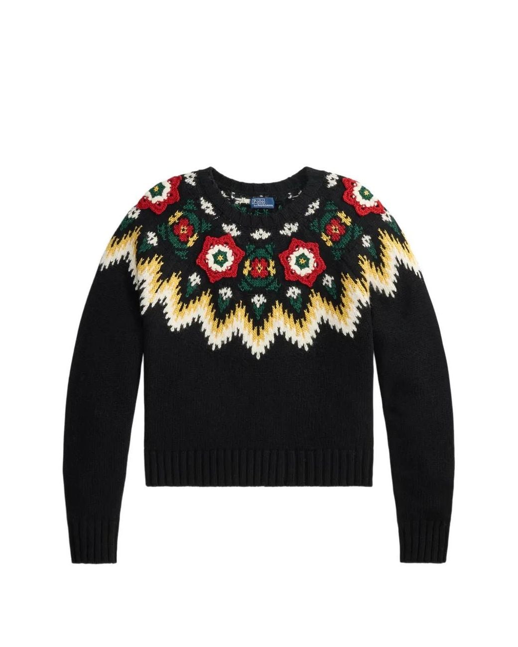 Polo Ralph Lauren Black Floral-Yoke Sweater