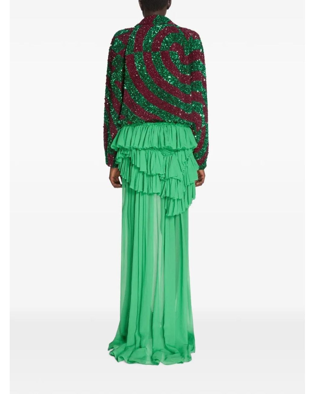 Dries Van Noten Green Embroidered Blouson Jacket