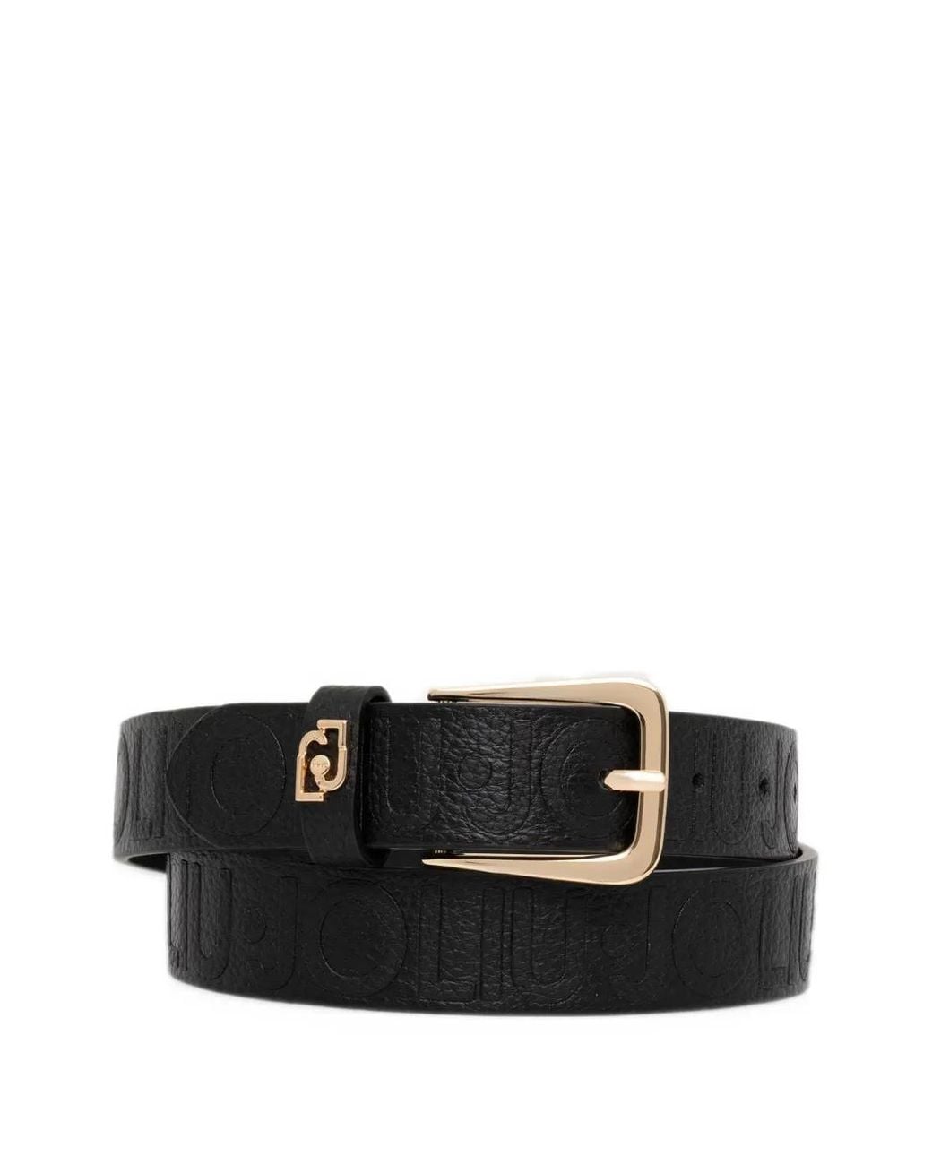 Liu Jo Black Logo-Embossed Buckle-Fastening Belt