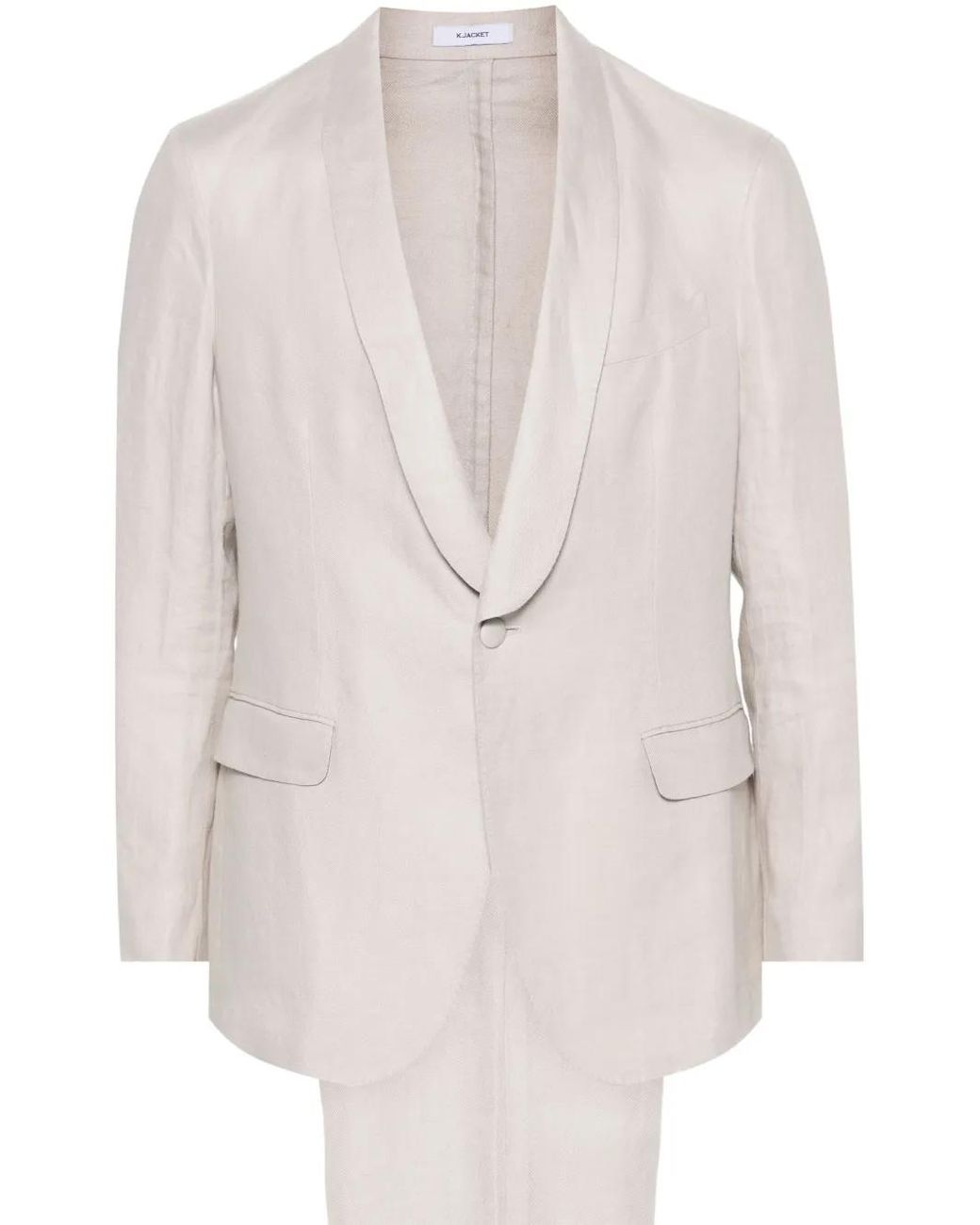 Boglioli White Single-Breasted Linen Suit for men