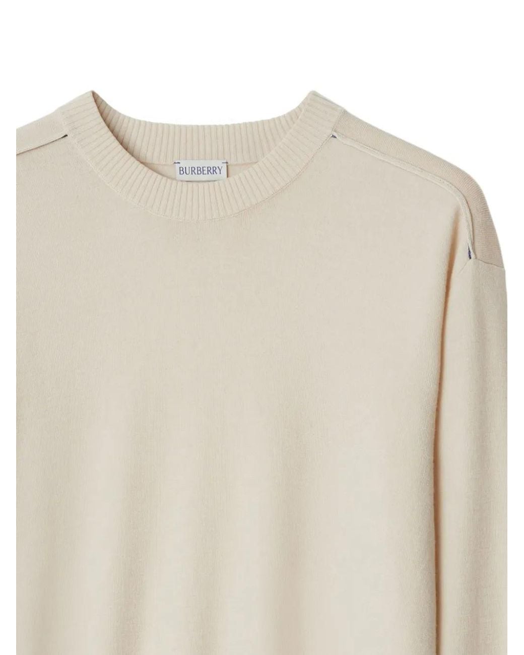 Burberry Natural Crew-Neck Wool Jumper for men