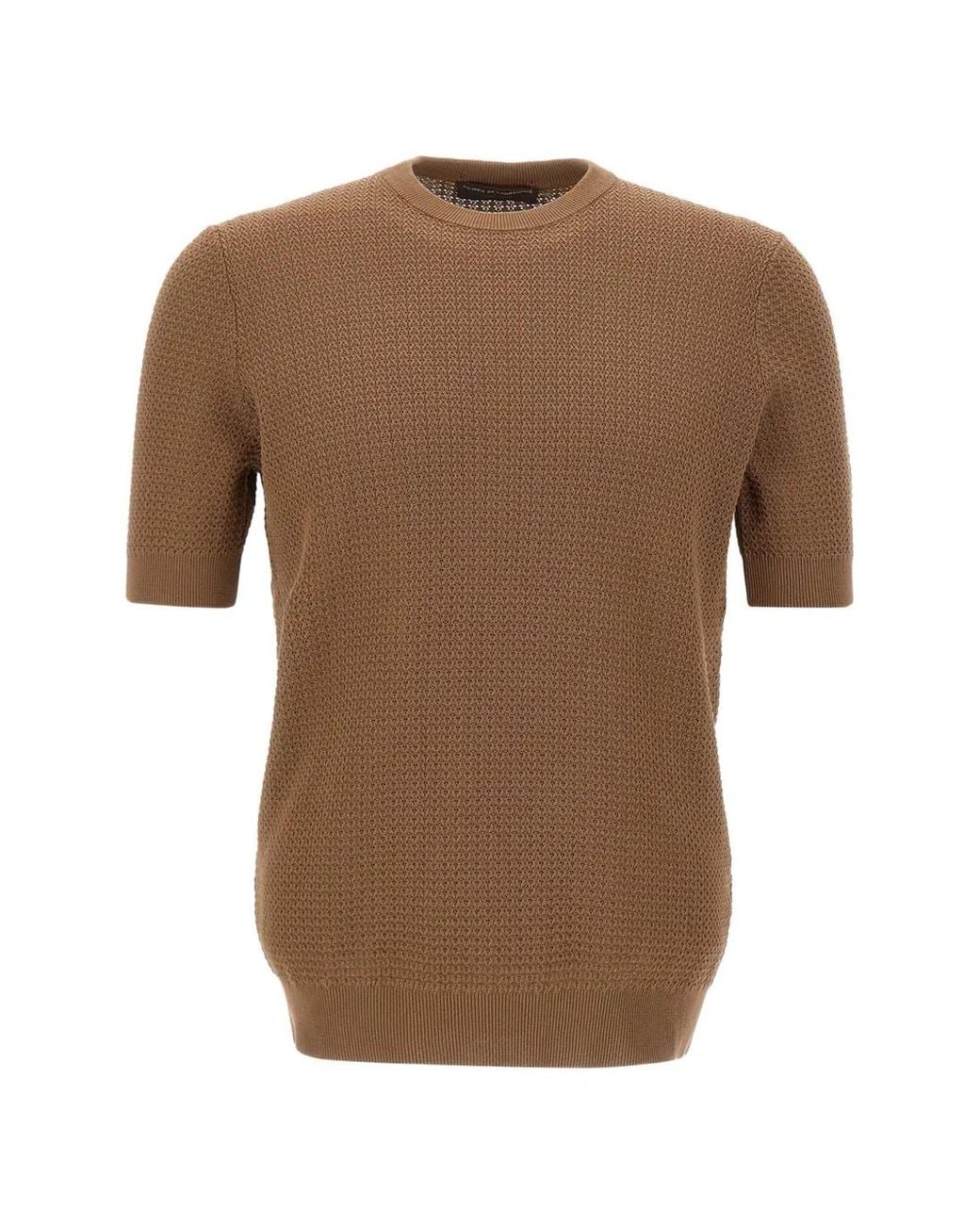 FILIPPO DE LAURENTIIS Brown Interwoven Cotton Sweater for men