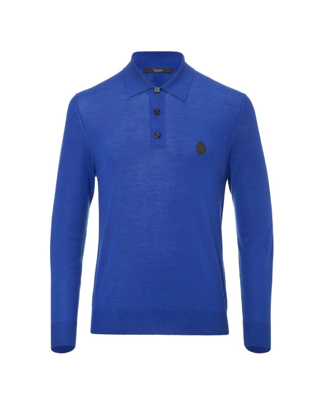 Billionaire Blue Logo-Patch Long-Sleeve Polo for men