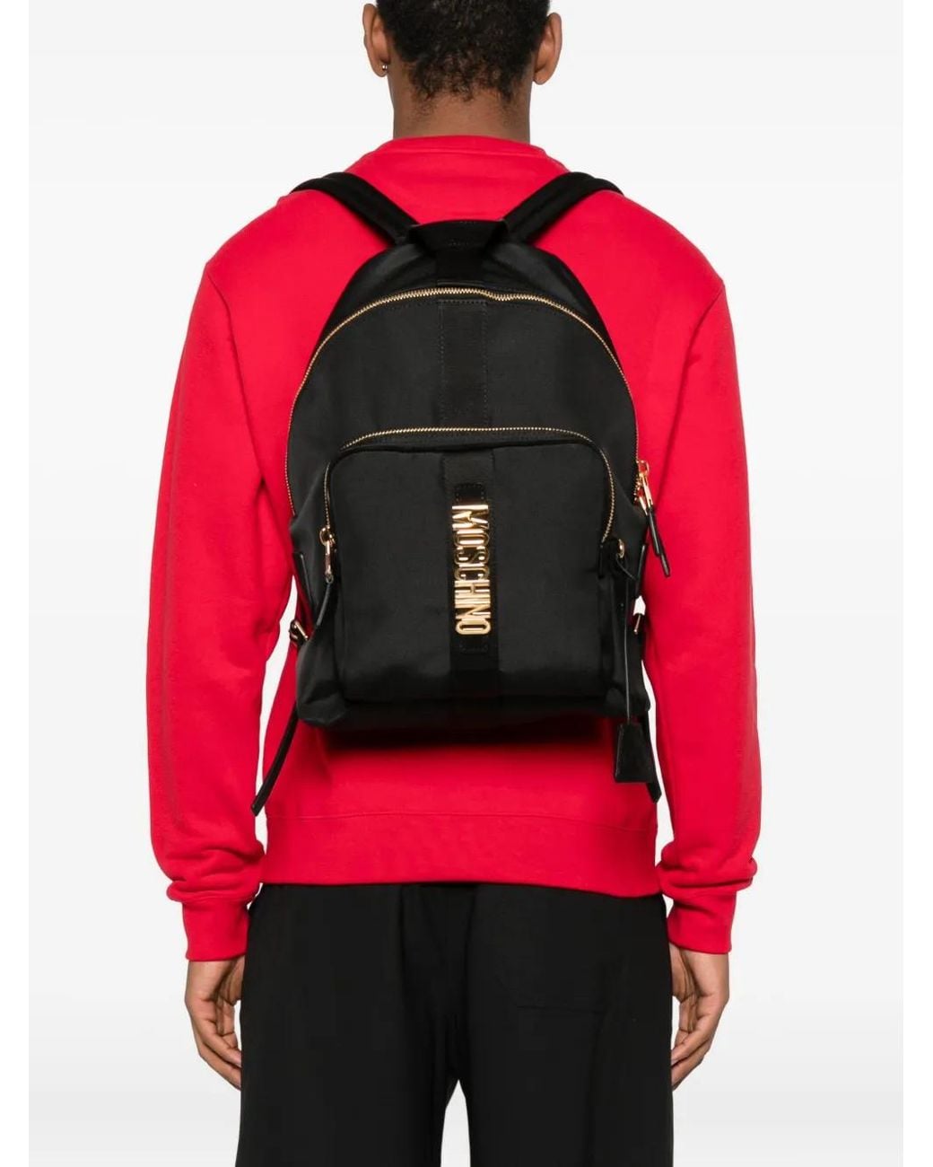 Moschino Black Sac À Dos À Plaque Logo for men