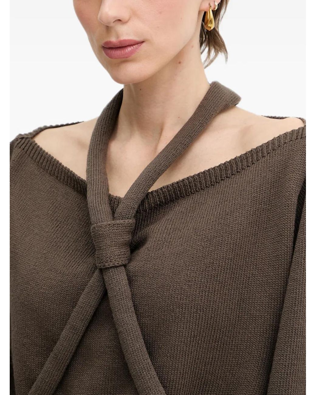 Haveone Brown Pullover Mit Knotendetail