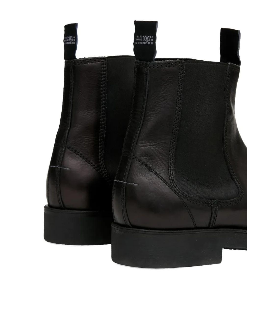 MM6 by Maison Margiela Black Biker Leather Chelsea Boots for men