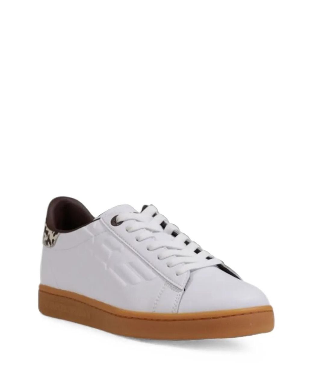 EA7 White Logo-Embossed Sneakers