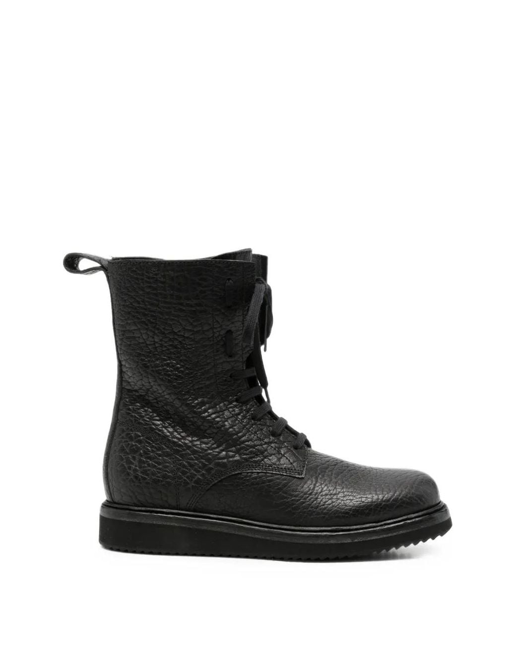 Gentry Portofino Black Grainy Leather Lace-Up Boots