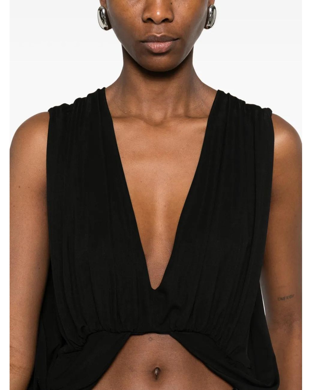 Esse Studios Black Solina Gathered Cape Top