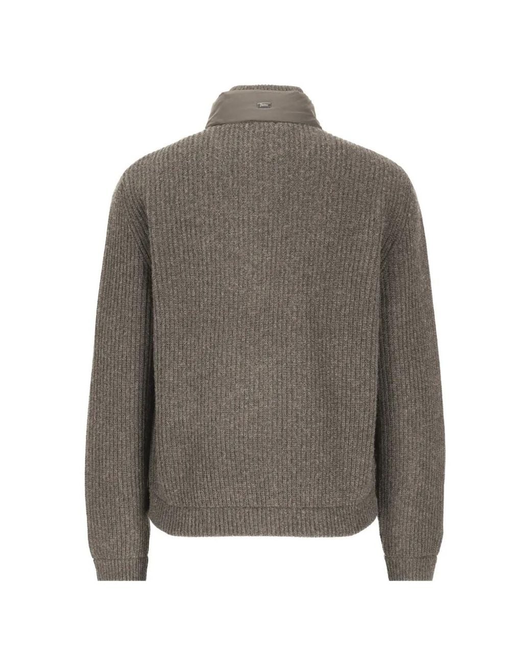 Herno Gray Quilted-Panel Ribbed-Knit Jacket for men