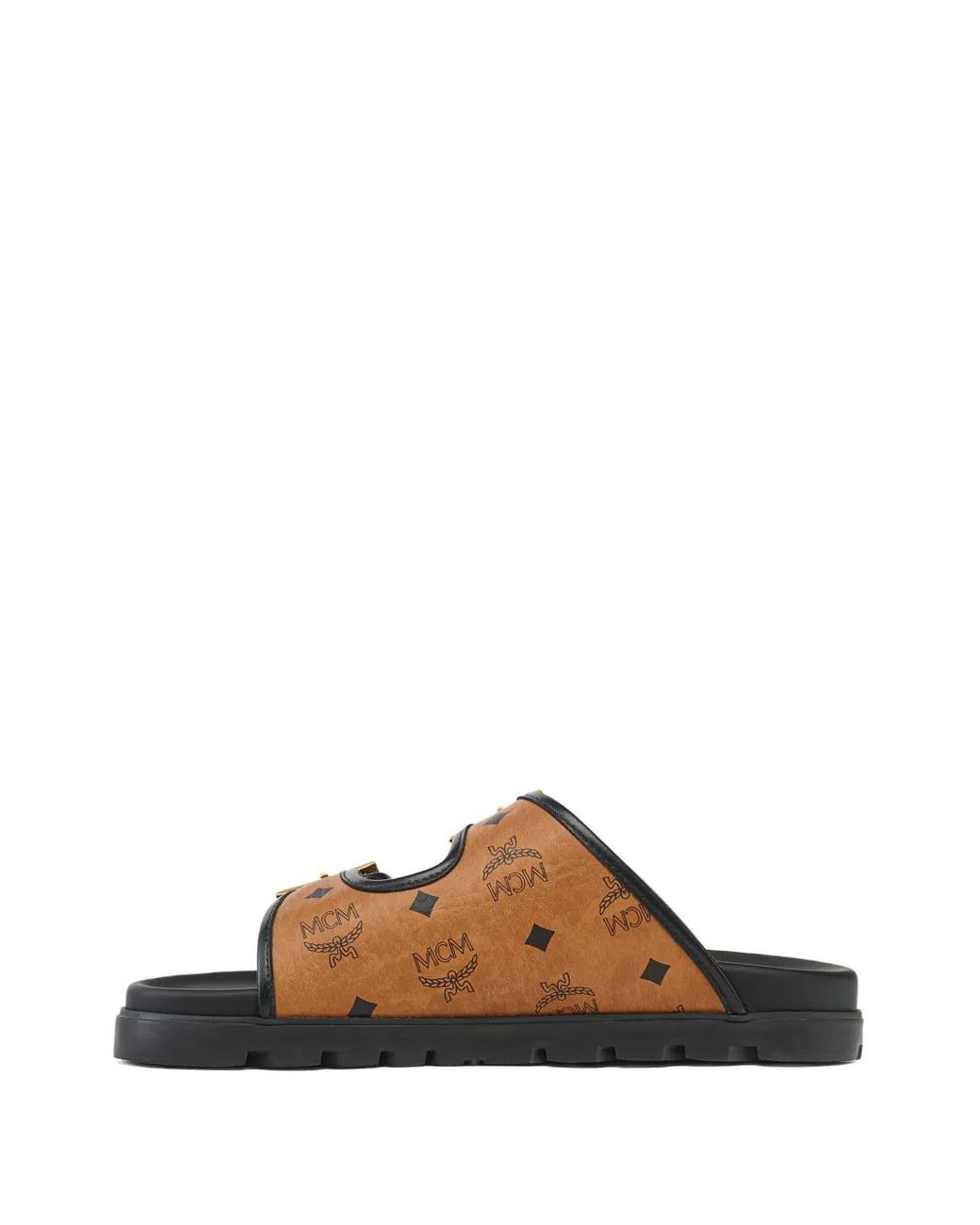 MCM Brown Visetos-Canvas Sandals