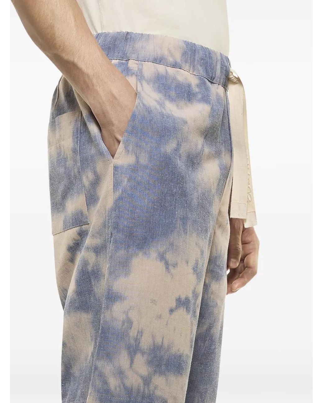 Laneus Blue Tie-Dye Drawstring-Fastening Shorts for men