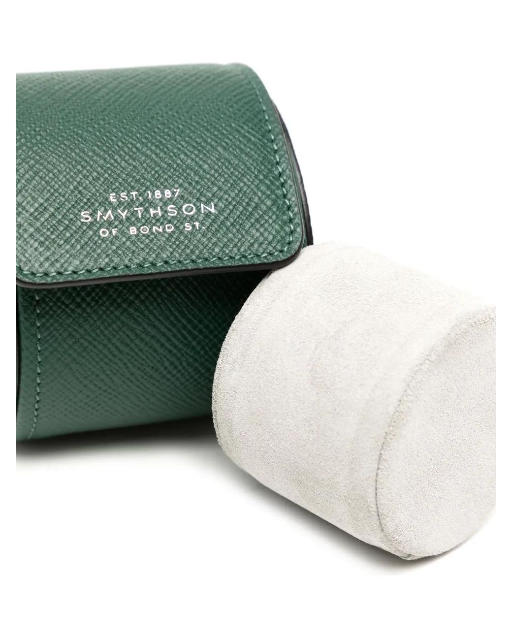 Smythson Green Panama Leather Single Watch Roll for men