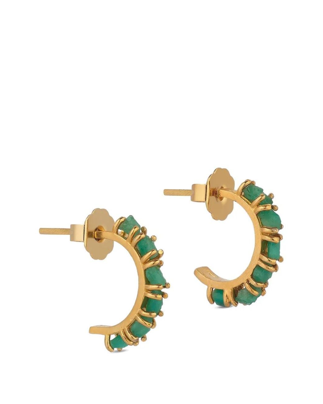 FENOMENA White Tennis Hoops Emerald-Embellished Earrings