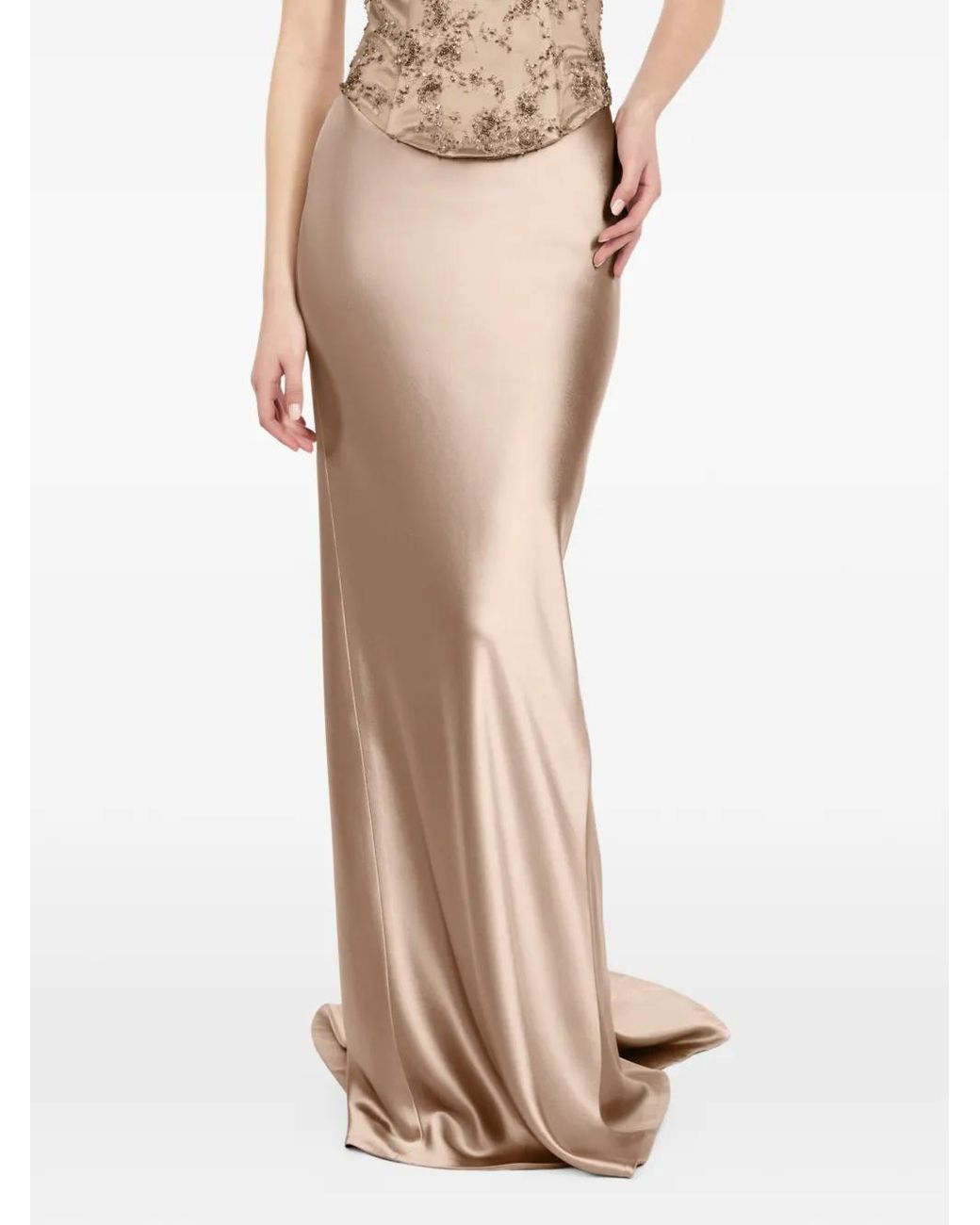 ALEXIA & ANTONIA White Bias-Cut Maxi Skirt