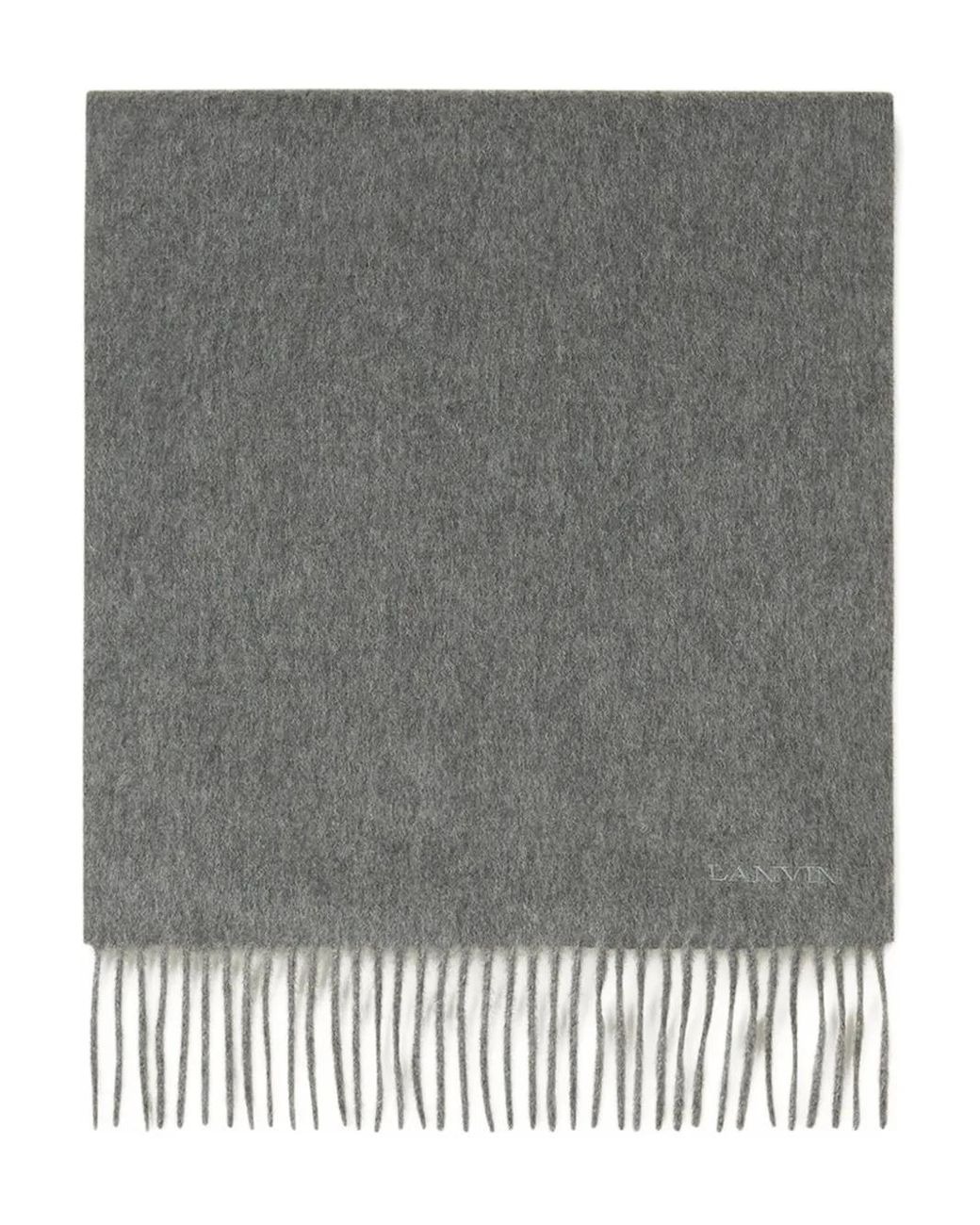 Lanvin Gray Fringed Wool Scarf for men