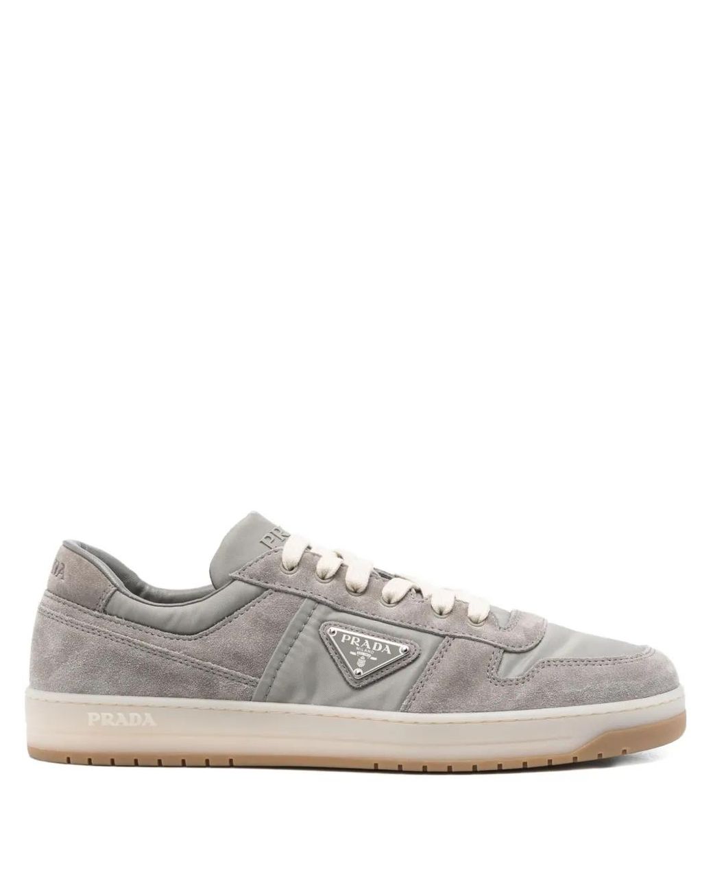 Prada White Downtown Suede-Leather Sneakers for men