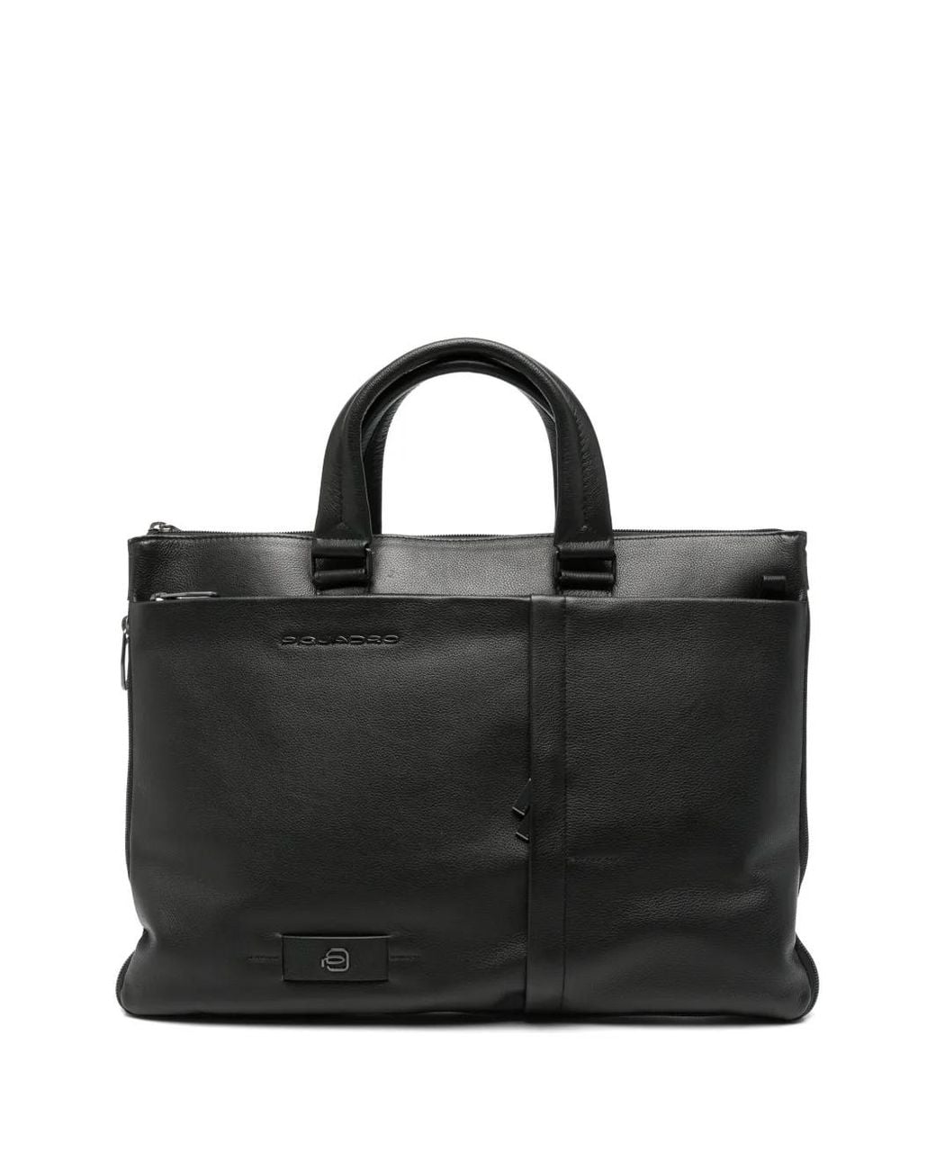 Piquadro Black Sac À Dos En Cuir Grainé À Plaque Logo