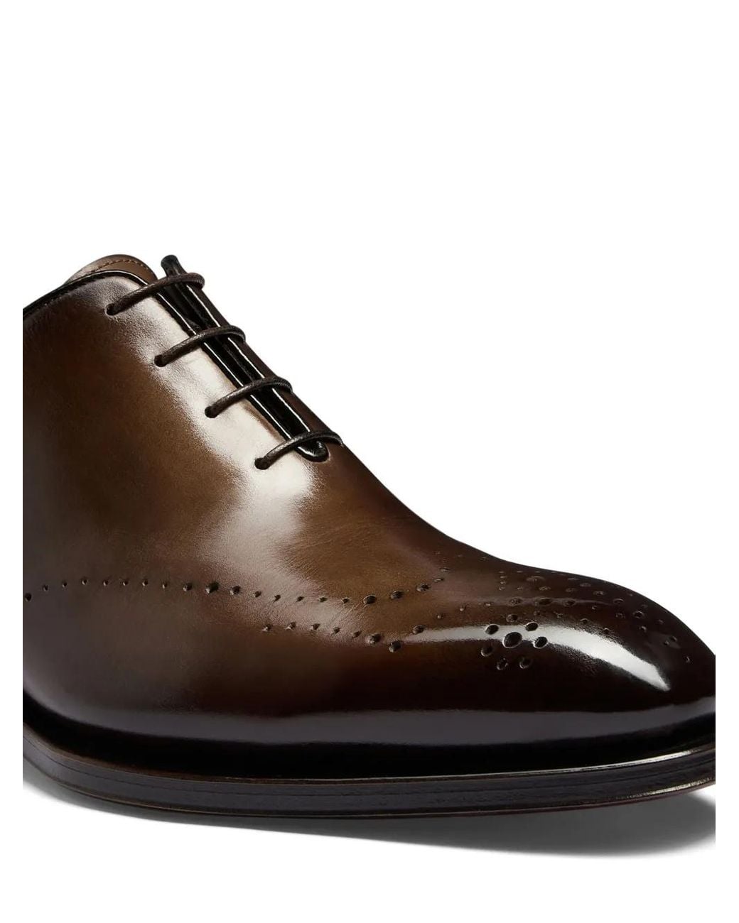 Santoni Brown Leather Oxford Shoes for men