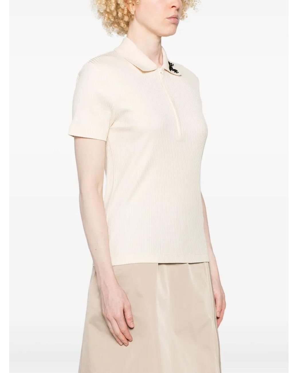 Moncler Natural Beaded Polo Top