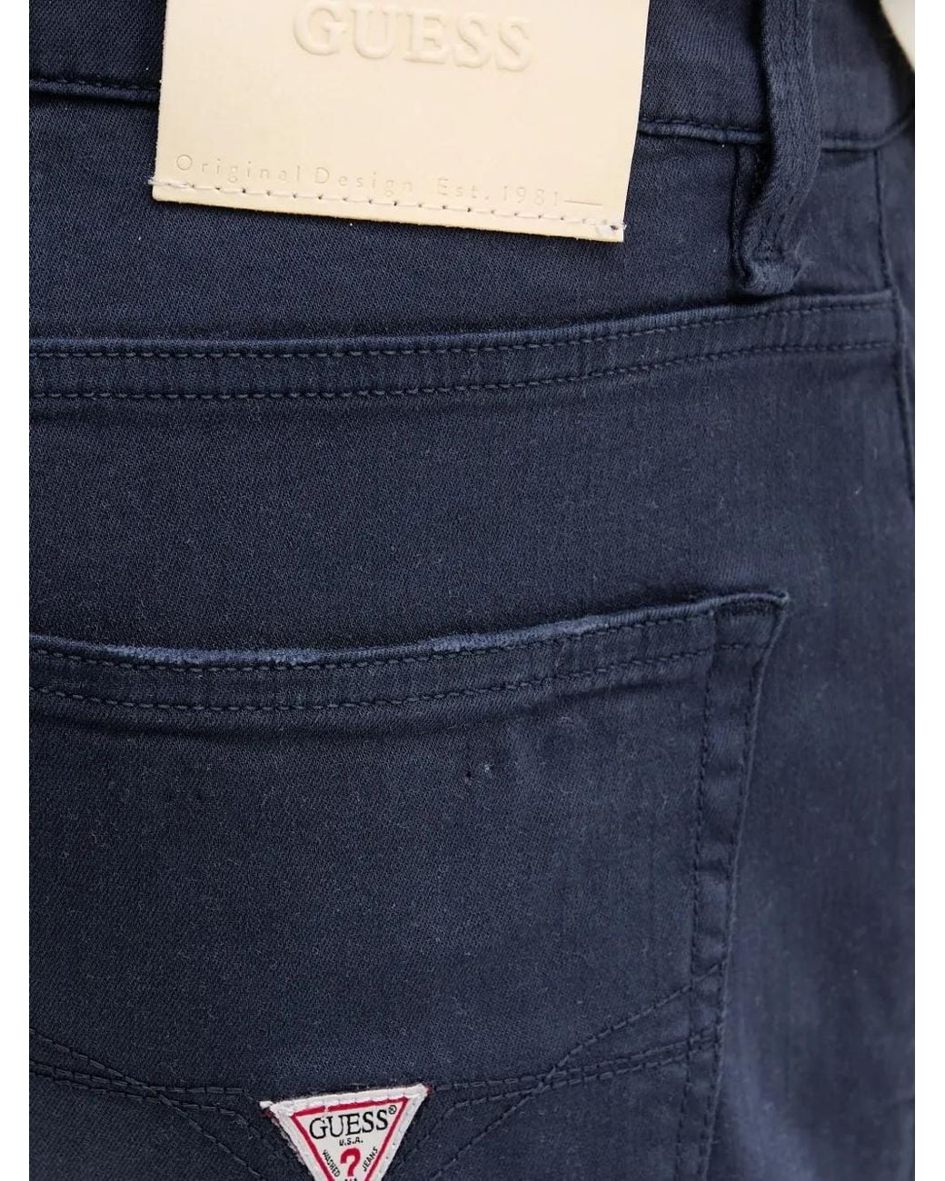 Guess Blue Logo-Plaque Jeans for men