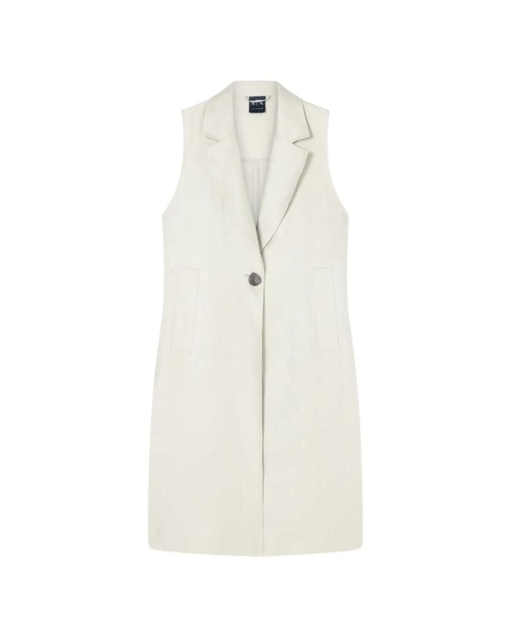 ARMANI EXCHANGE White Sleeveless Notched-Lapel Trench Coat