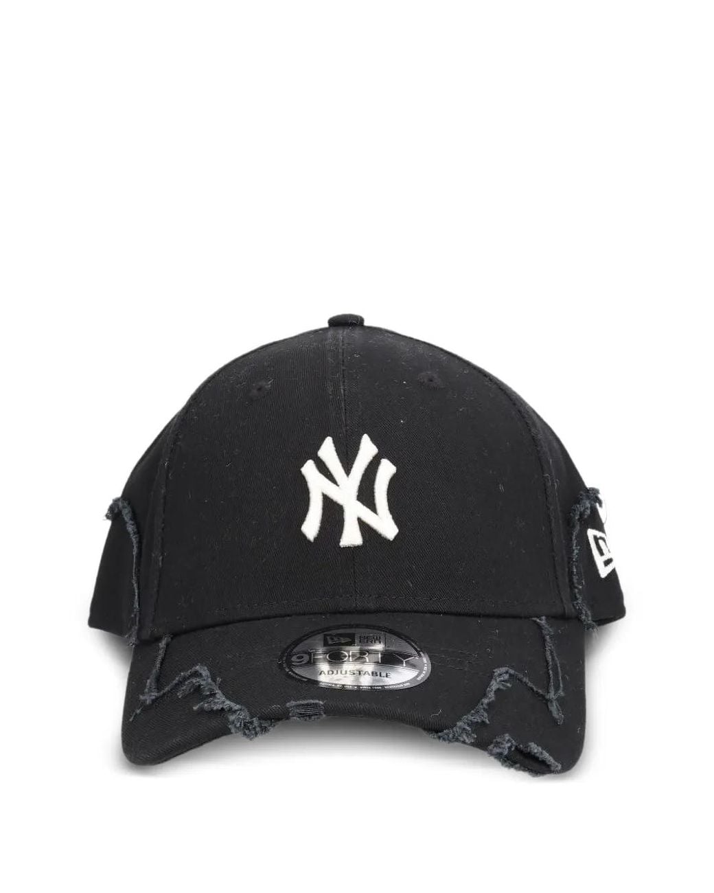 KTZ Black Stitched Visor 9Forty Distressed Cap for men
