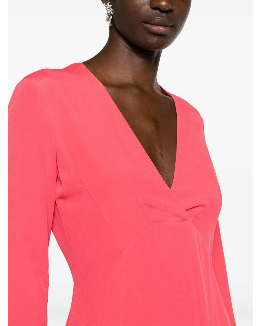 Patrizia Pepe Pink Long-Sleeve Flared Panelled Dress