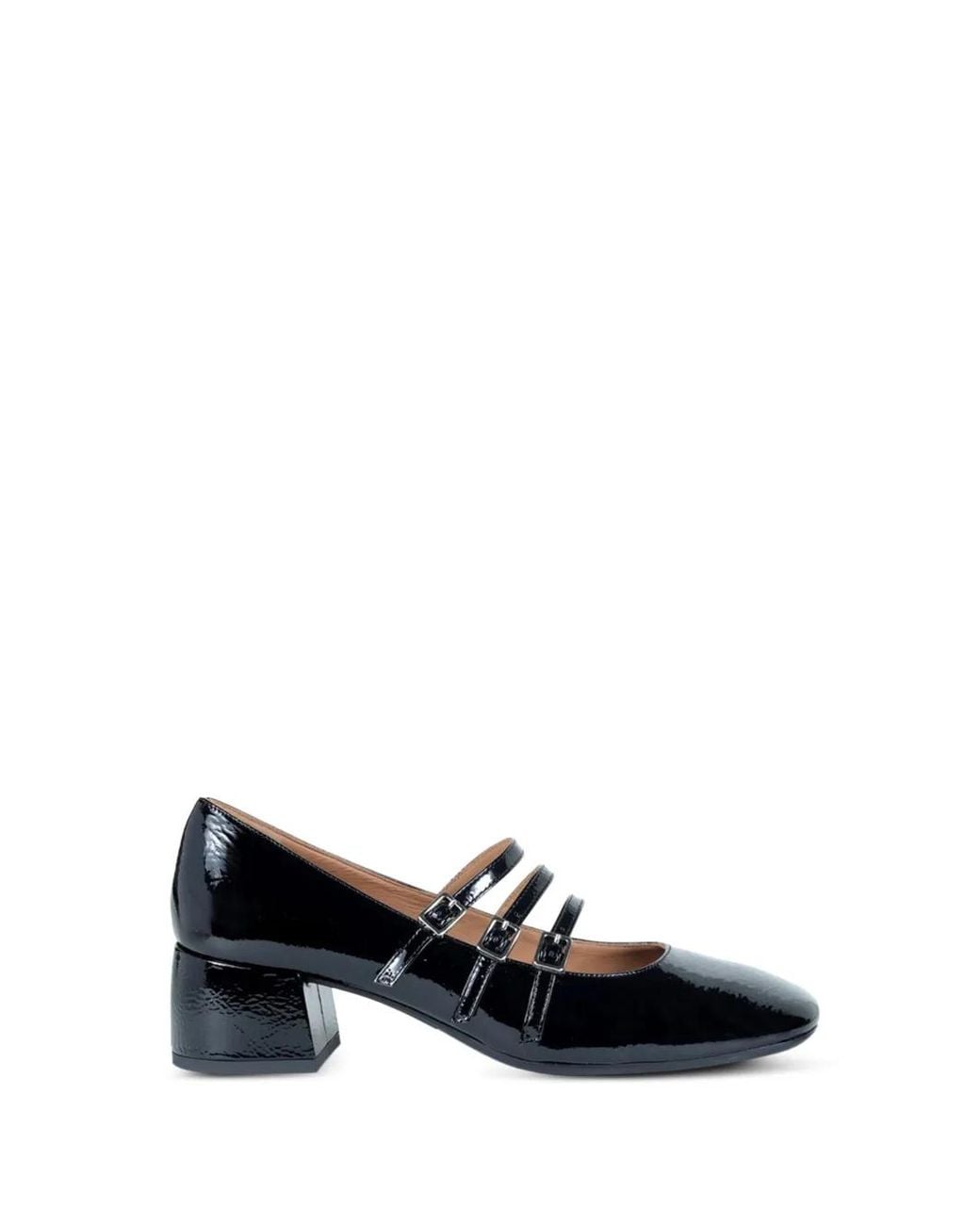 Roberto Festa White Triple-Strap Patent Leather Pumps