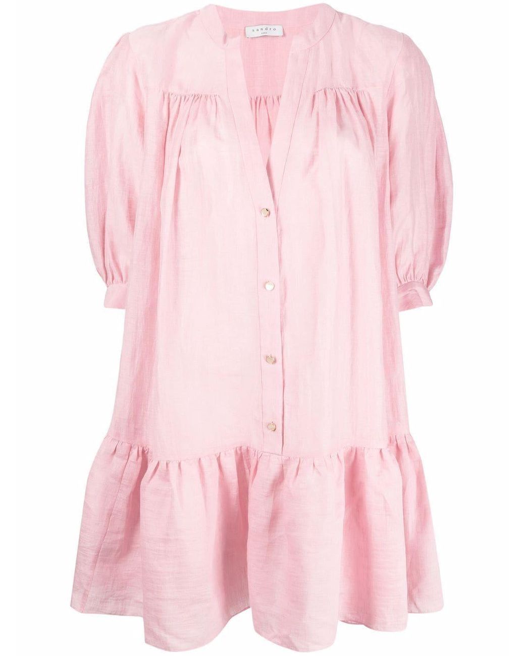 Sandro Buttonup Shirt Dress in Pink Lyst