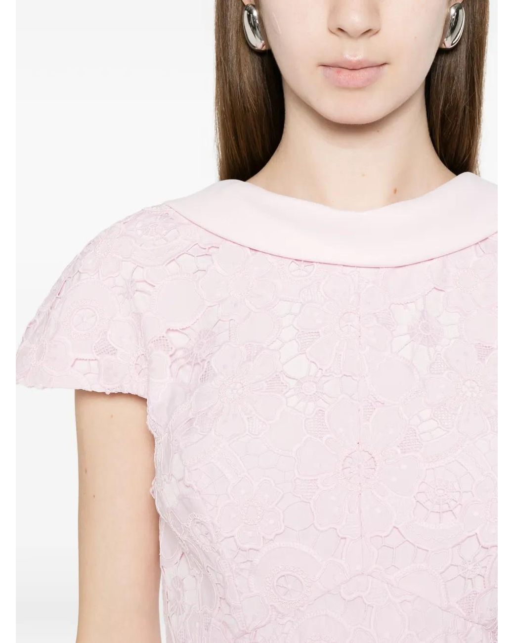 Self-Portrait Pink Lace Scoop Back Midi Dress