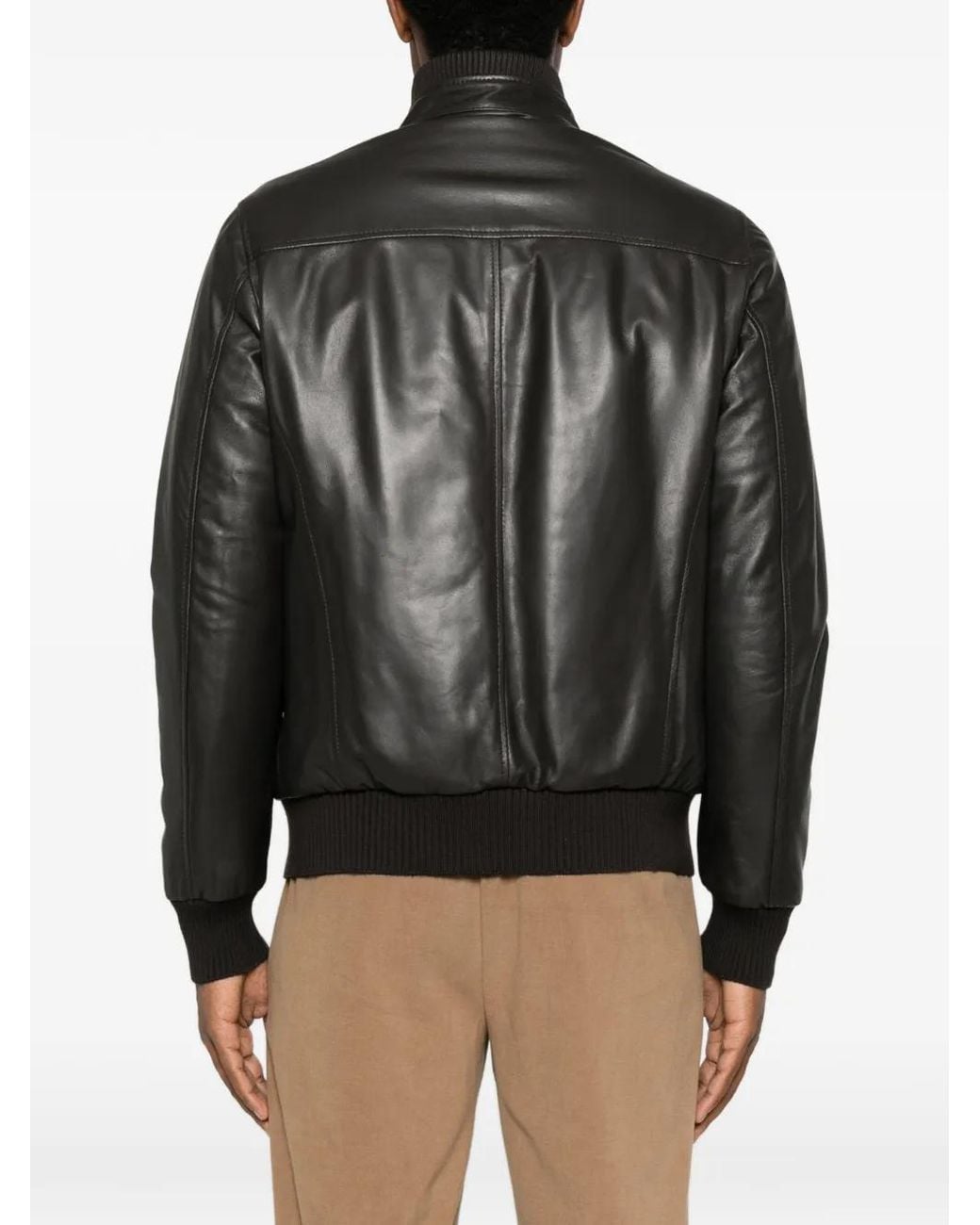 Barba Napoli Black Zip-Up Leather Jacket for men